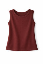Brown Sleeveless Crew Neck Knit Top