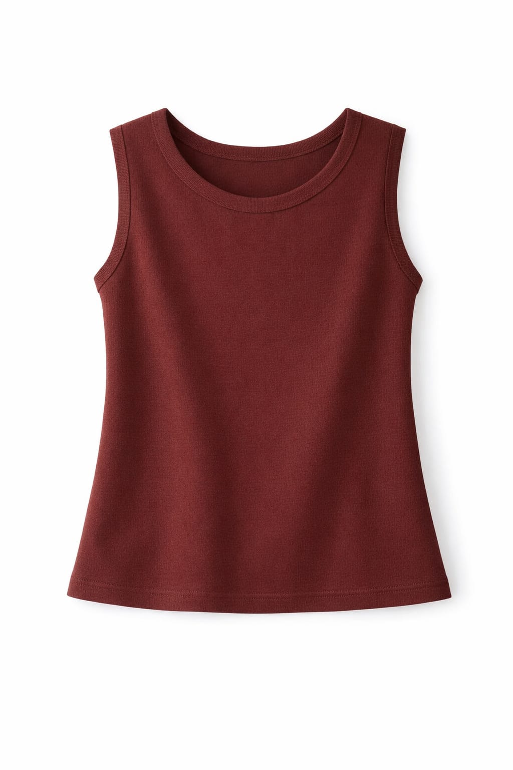 Brown Sleeveless Crew Neck Knit Top