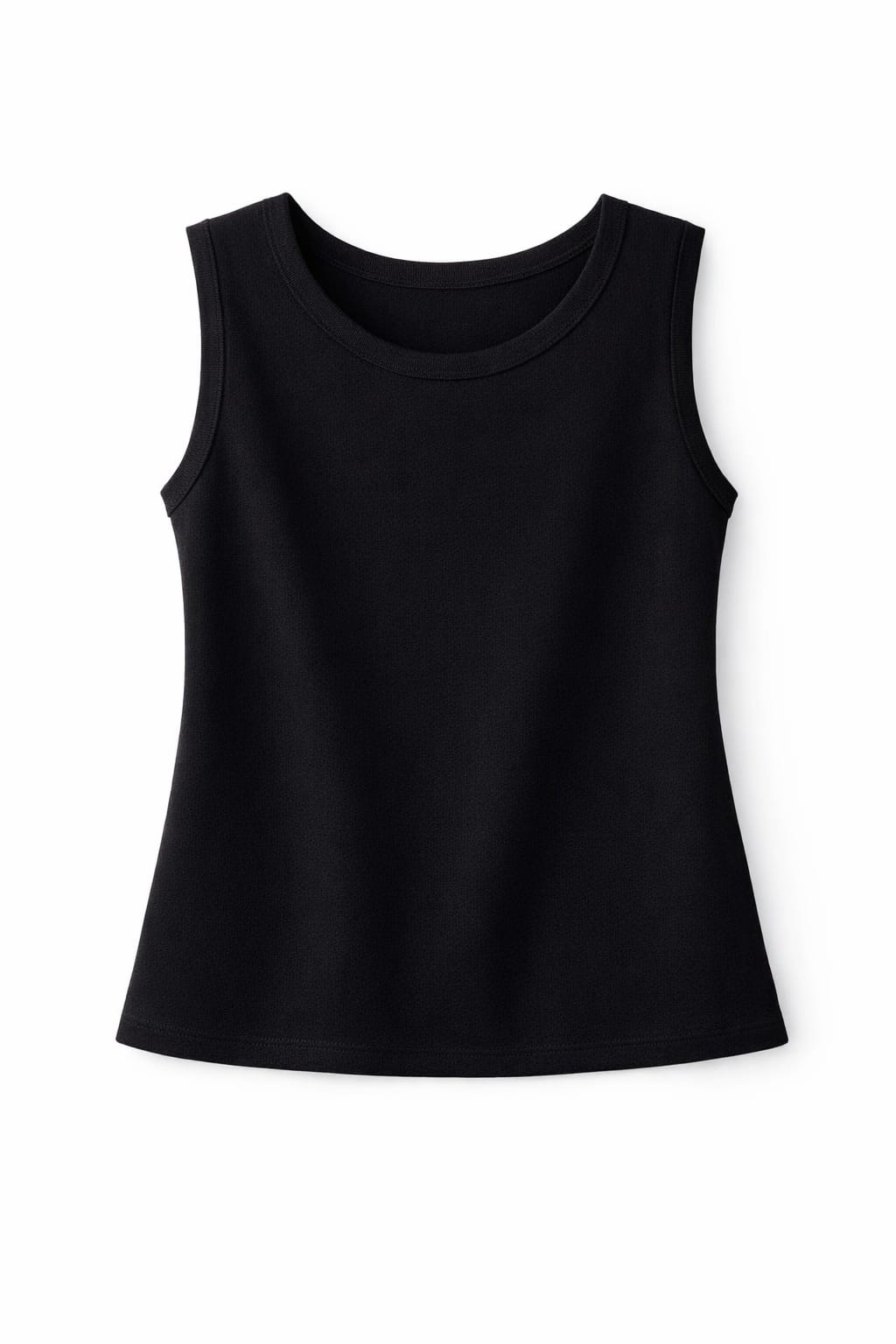 Black Sleeveless Crew Neck Knit Top