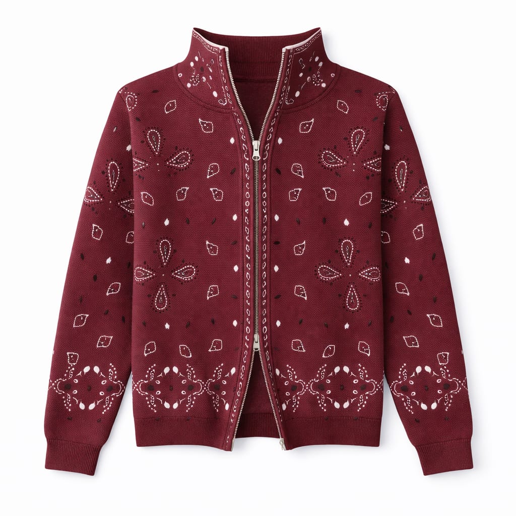 Chocolate Brown Bandana Double Zip Up