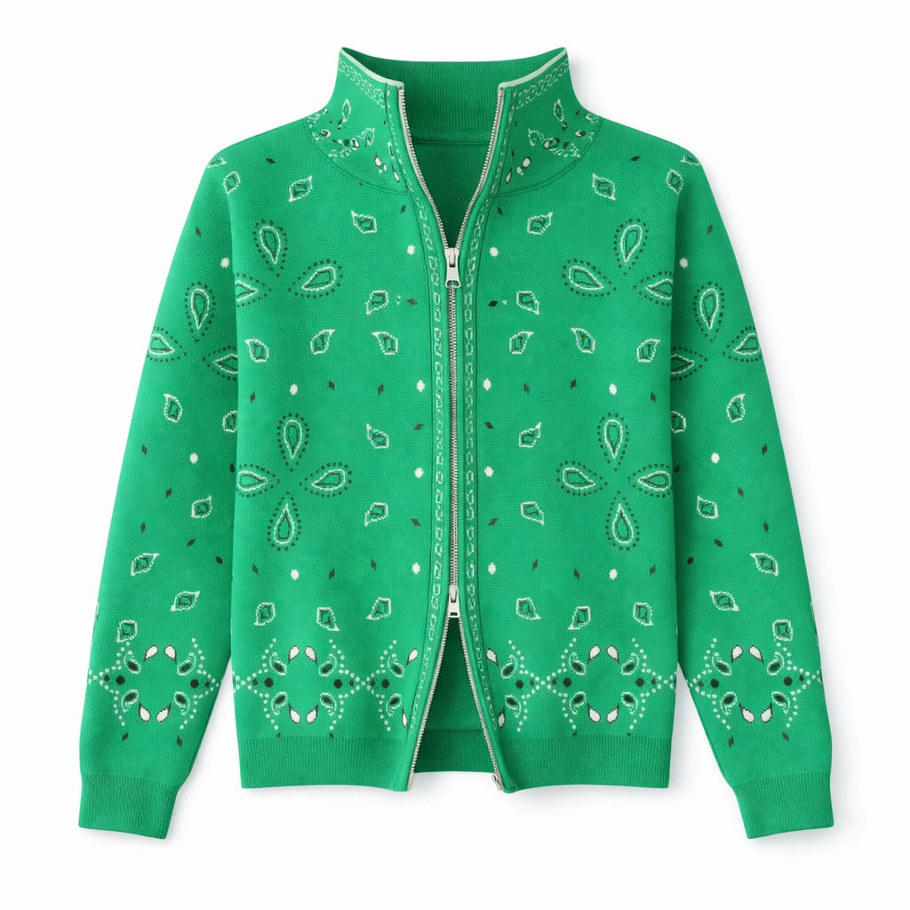 Green Bandana Double Zip Up