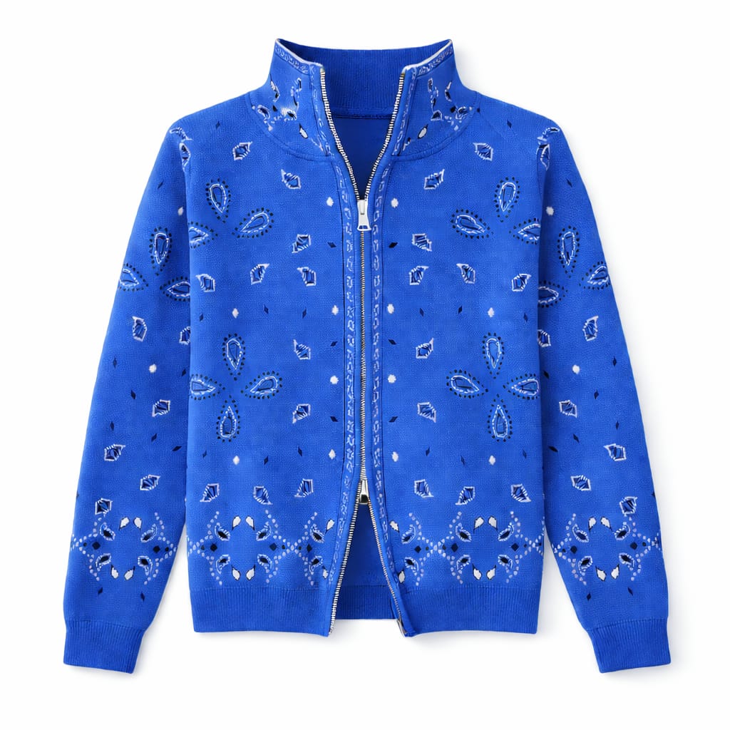 Electric Blue Bandana Double Zip Up