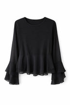 Black Romantic Flowy Chiffon Top