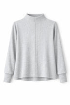 Grey High Low Middle Line Ribbed Top