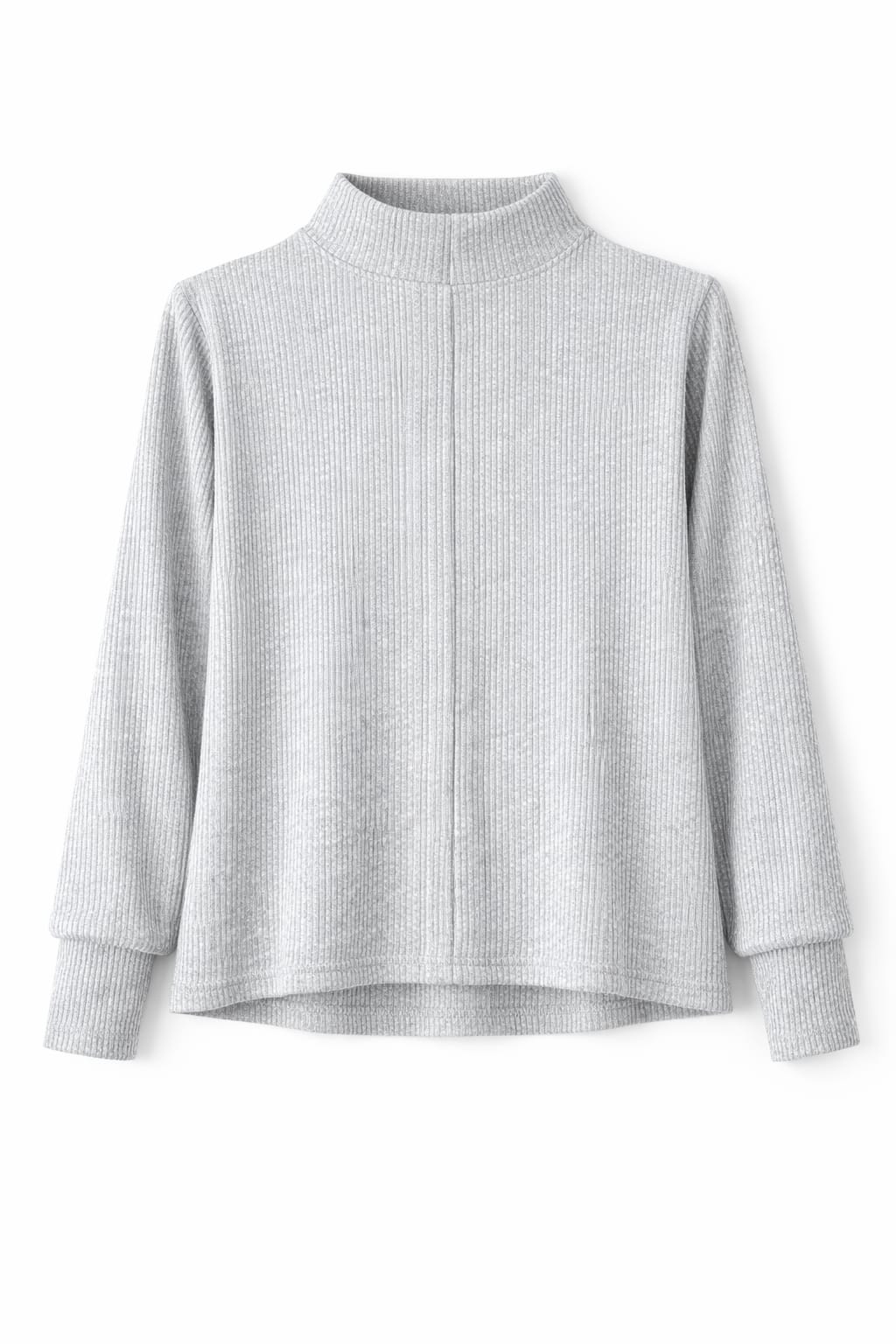Grey High Low Middle Line Ribbed Top