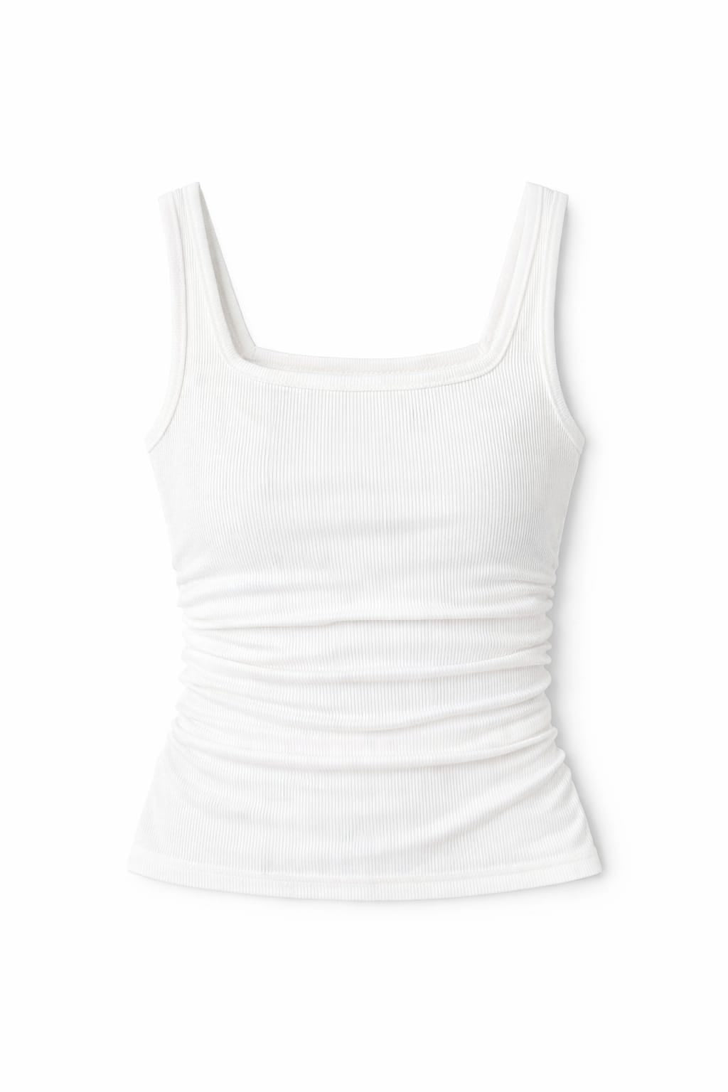 White 130 Ruched Sleeveless Top