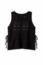 Black Side Tie Crochet Vest