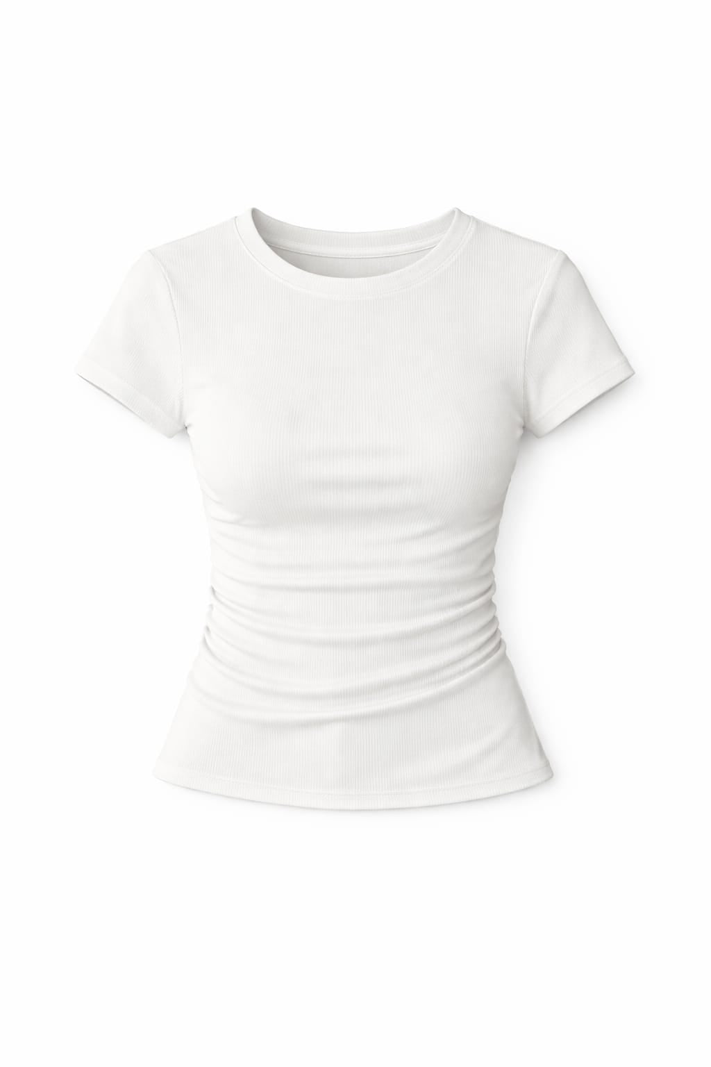 White 130 Ribbed Basic Tee