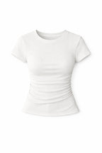 White 130 Ribbed Basic Tee