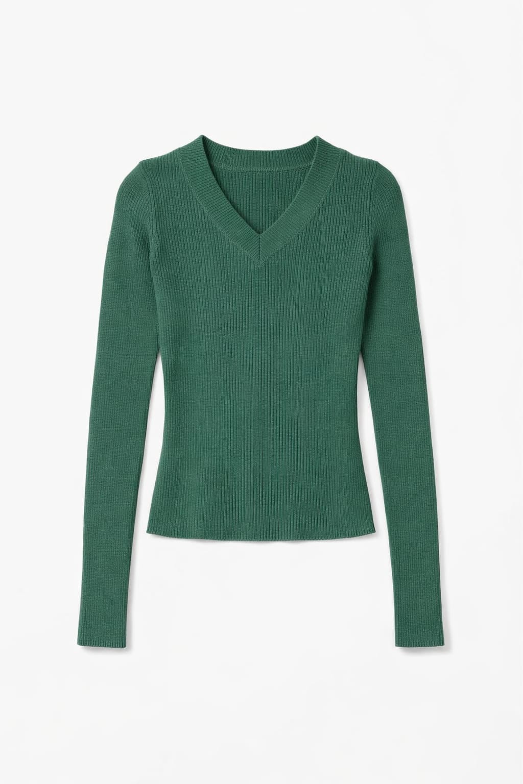 Teal V-Neck Contour Elevated Pullover
