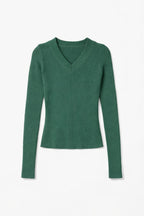 Teal V-Neck Contour Elevated Pullover
