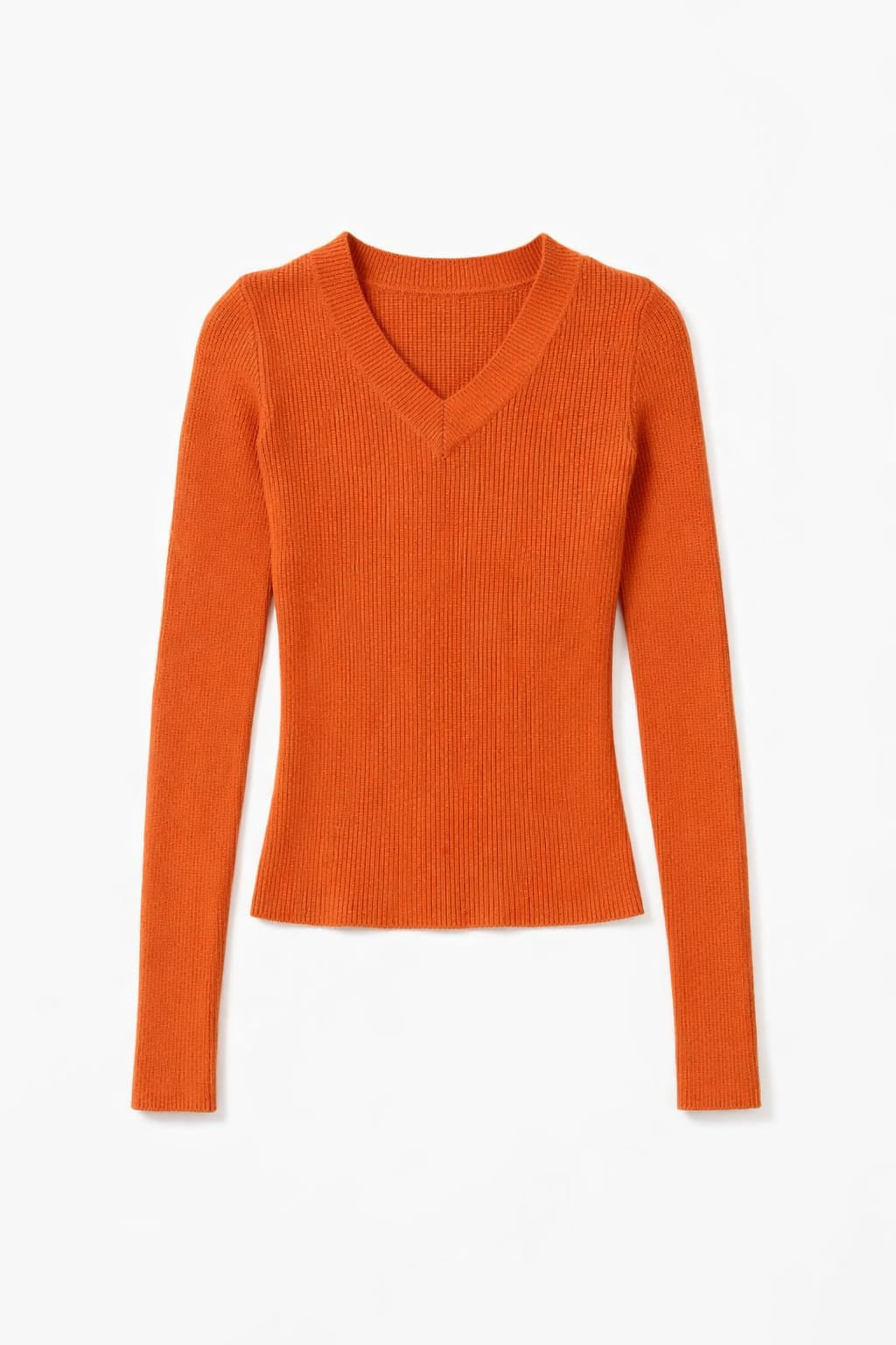Rust V-Neck Contour Elevated Pullover
