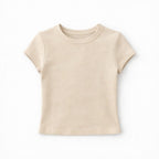 Beige 150 Cotton Blend Fitted Tee