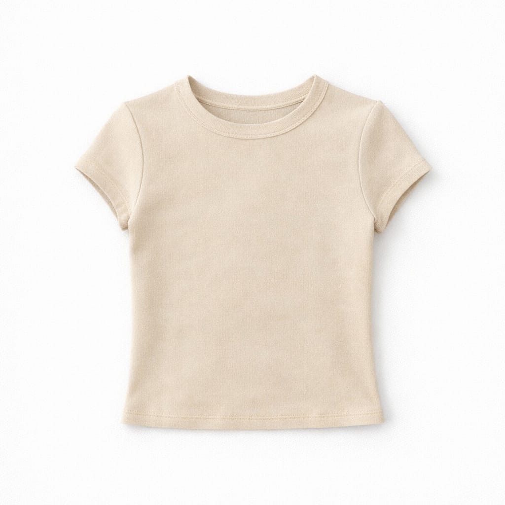 Beige 150 Cotton Blend Fitted Tee