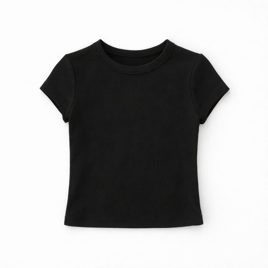 Black 150 Cotton Blend Fitted Tee