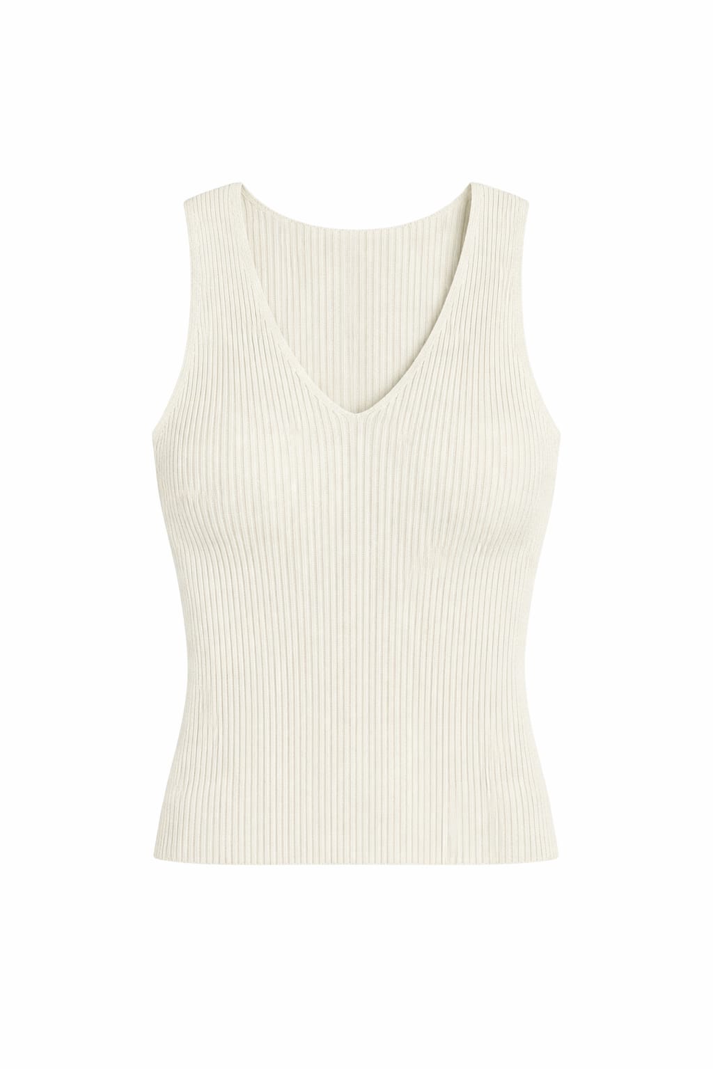 White 101 Interknit V Tank Top