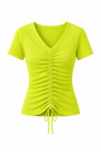 Lime Come Through And Pull Through Ribbed Top