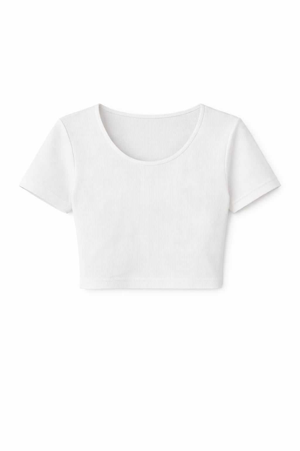 White Backless Ribbed Tee