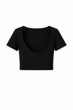 Black Backless Ribbed Tee