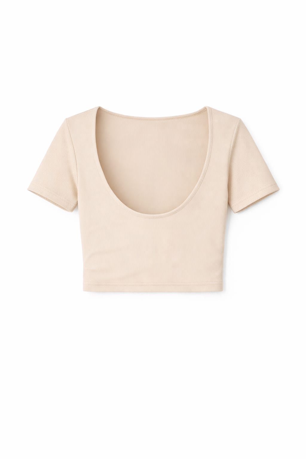 Beige Backless Ribbed Tee