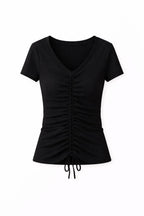 Black Come Through And Pull Through Ribbed Top