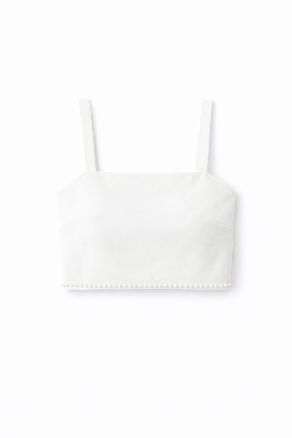 White Sleeveless Beaded Top