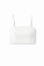 White Sleeveless Beaded Top