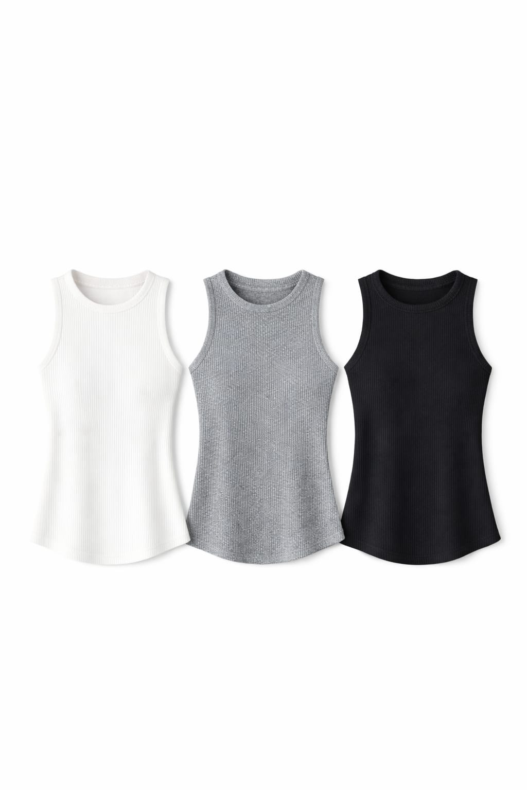 White & Black & Grey 120 Knit Racer Top