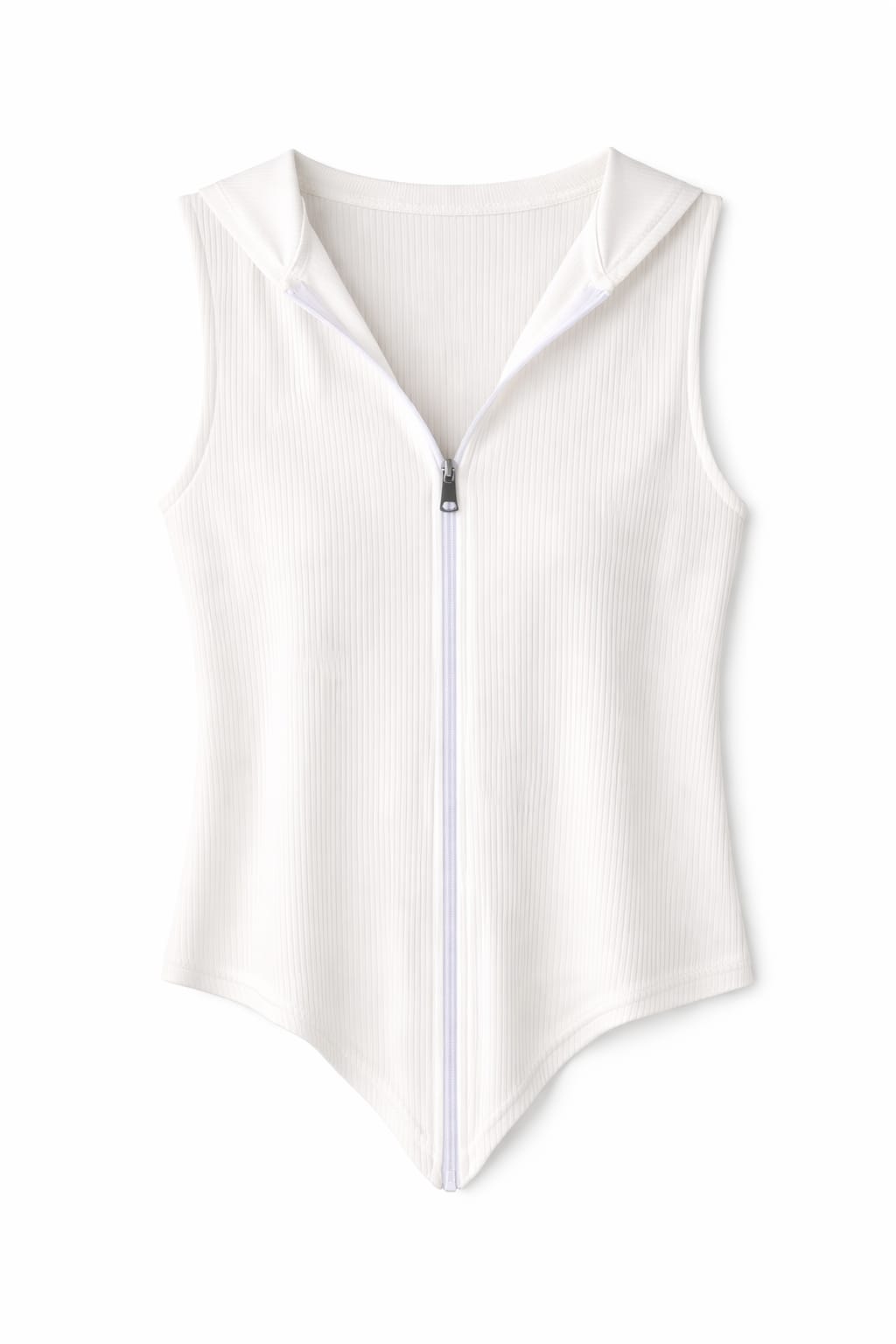 White V Hooded Top