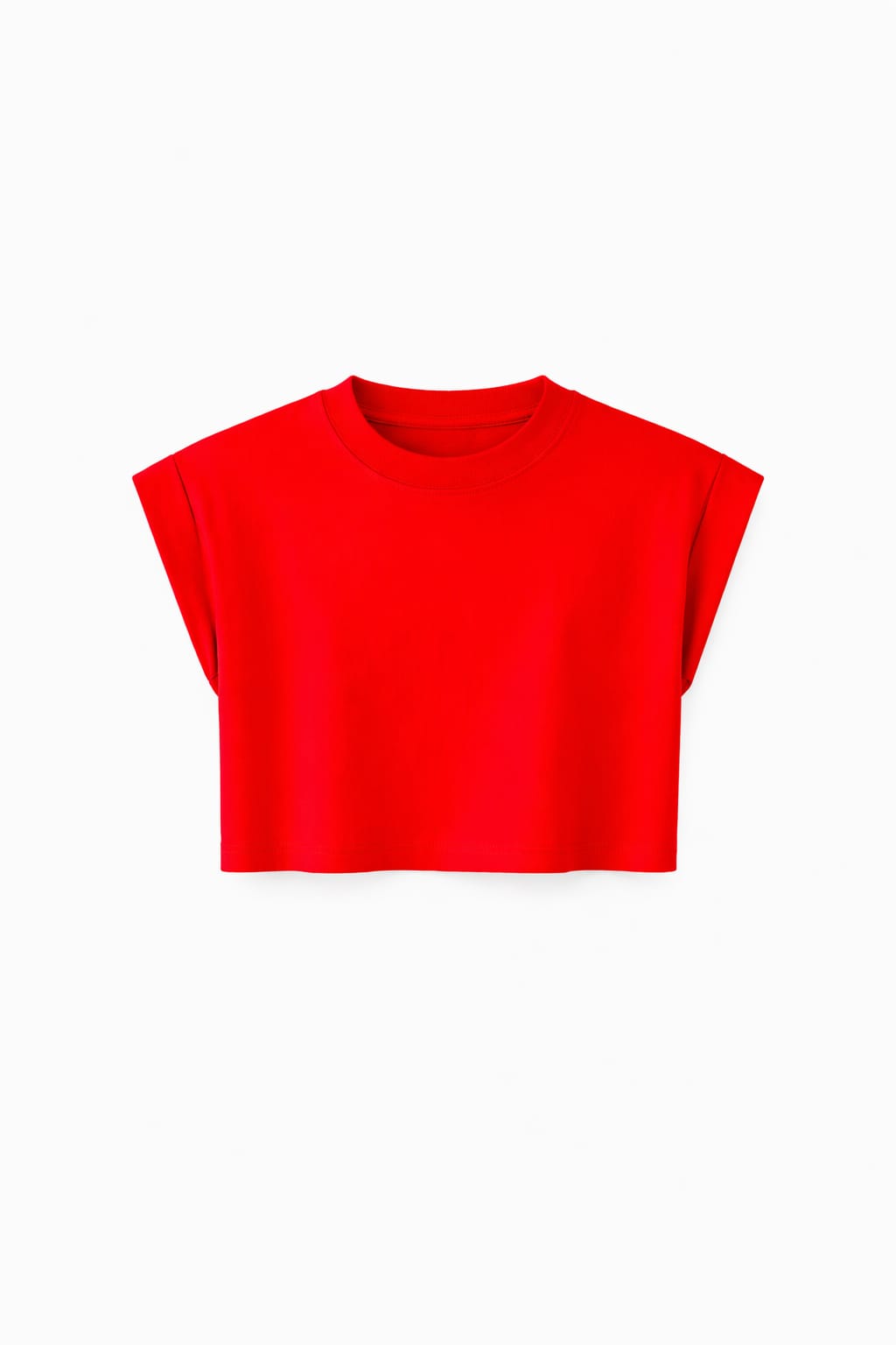 Red Boxy Shoulder Cropped Tee