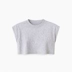 Grey Boxy Shoulder Cropped Tee