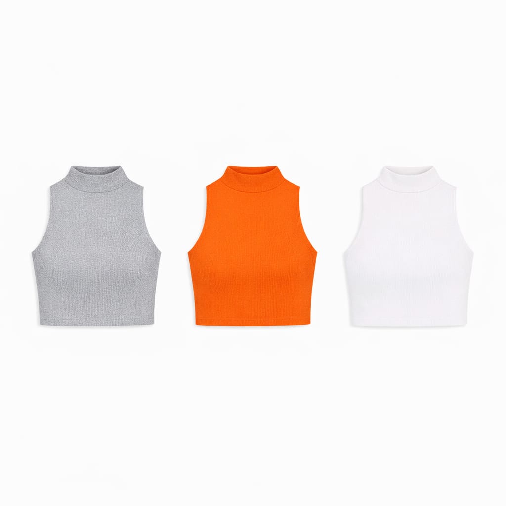 Grey & White & Orange Cropped Essential Cut
