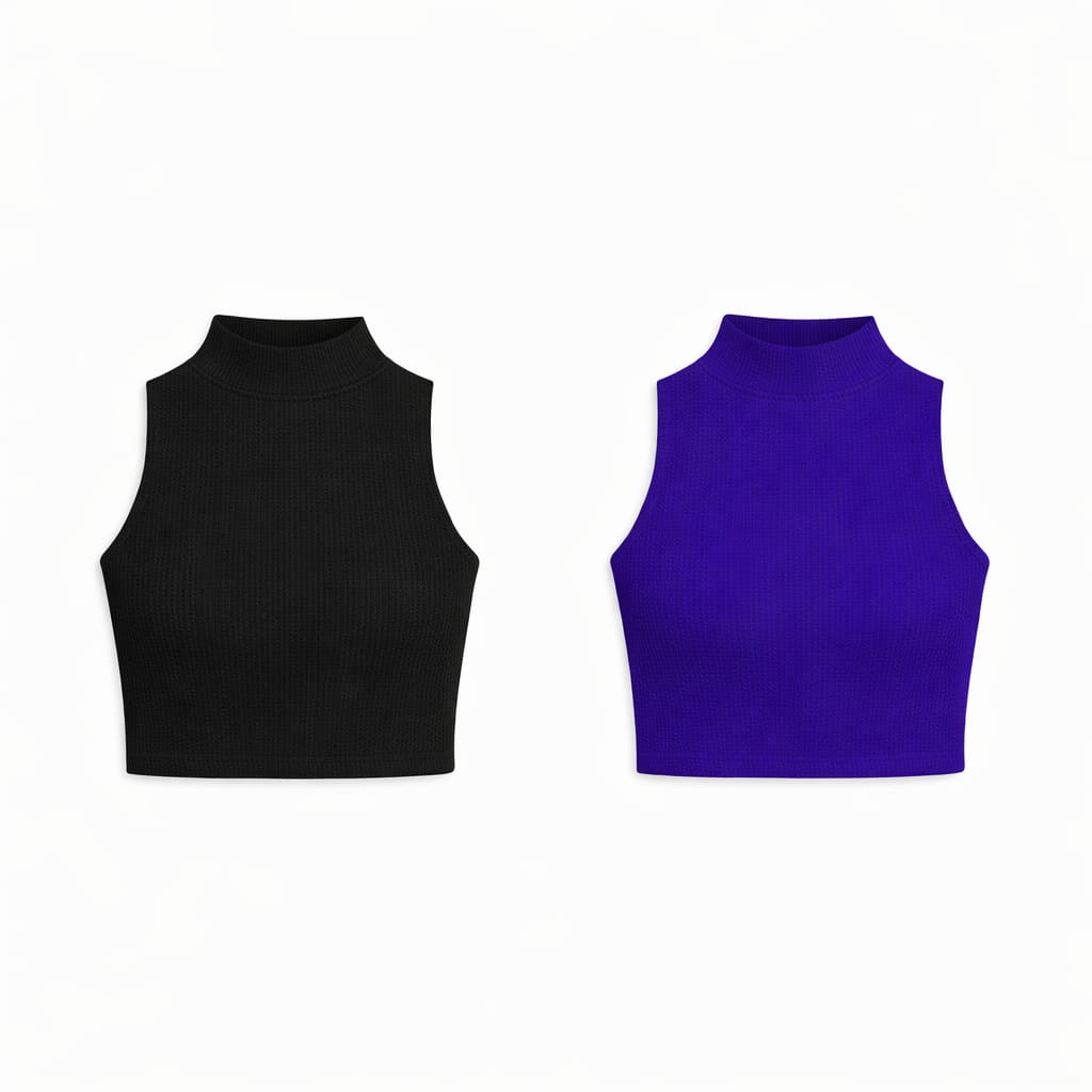 Black & Purple Cropped Essential Cut