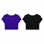 Black & Purple Cropped Essential Tee