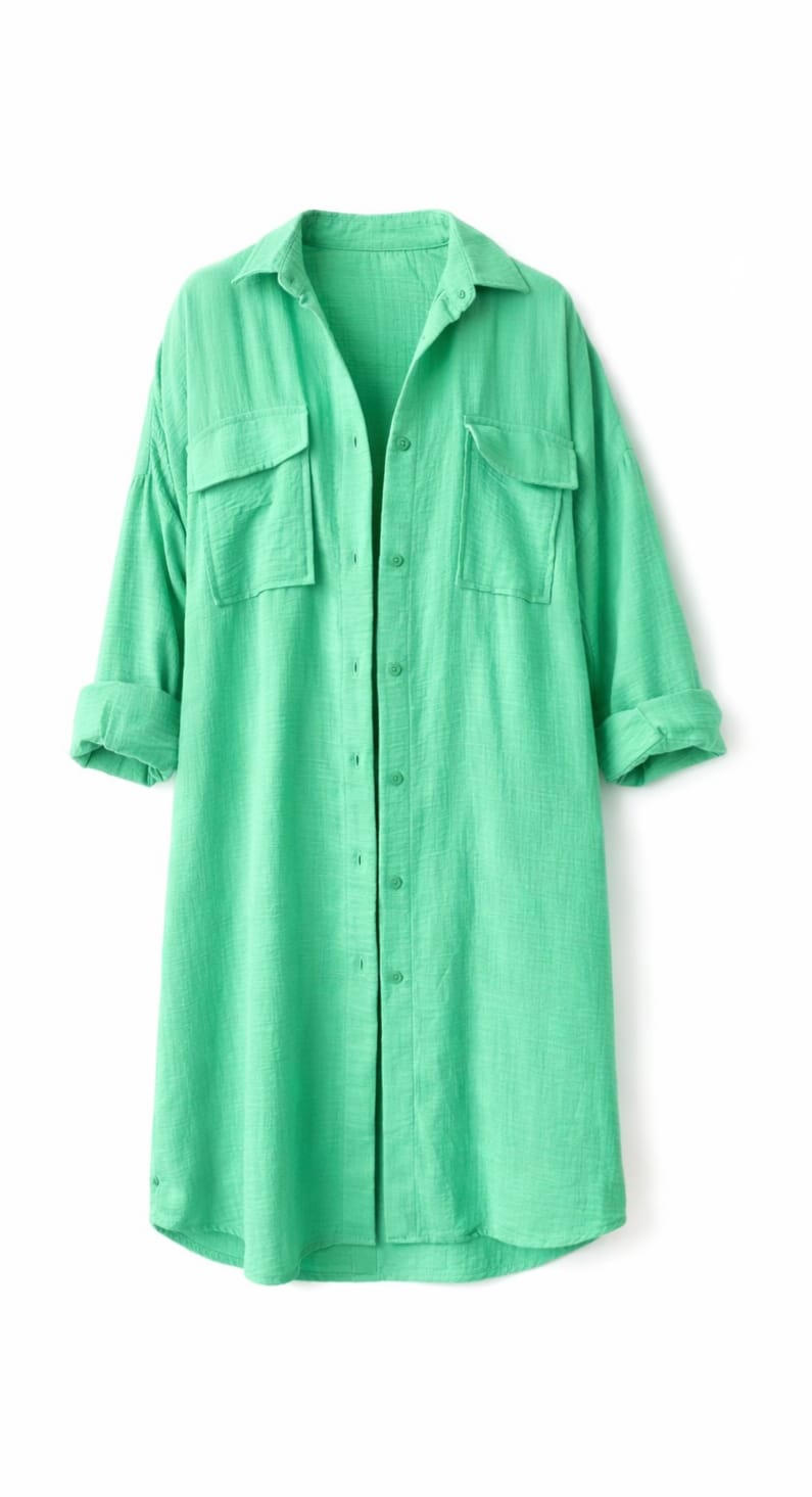 Green Sunny Days Washed Linen Shirt