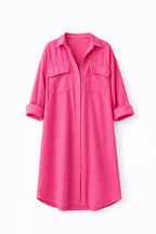 Fuchsia Sunny Days Washed Linen Shirt