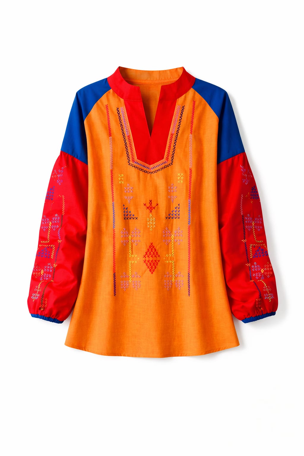 Orange Sired Embroidered Linen Shirt