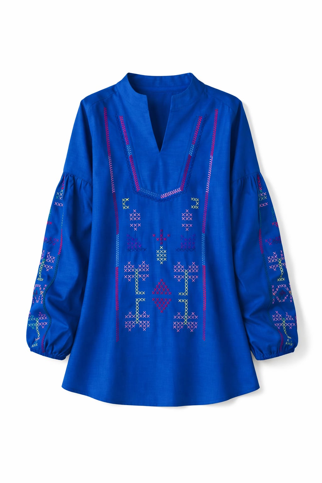 Blue Sired Embroidered Linen Shirt