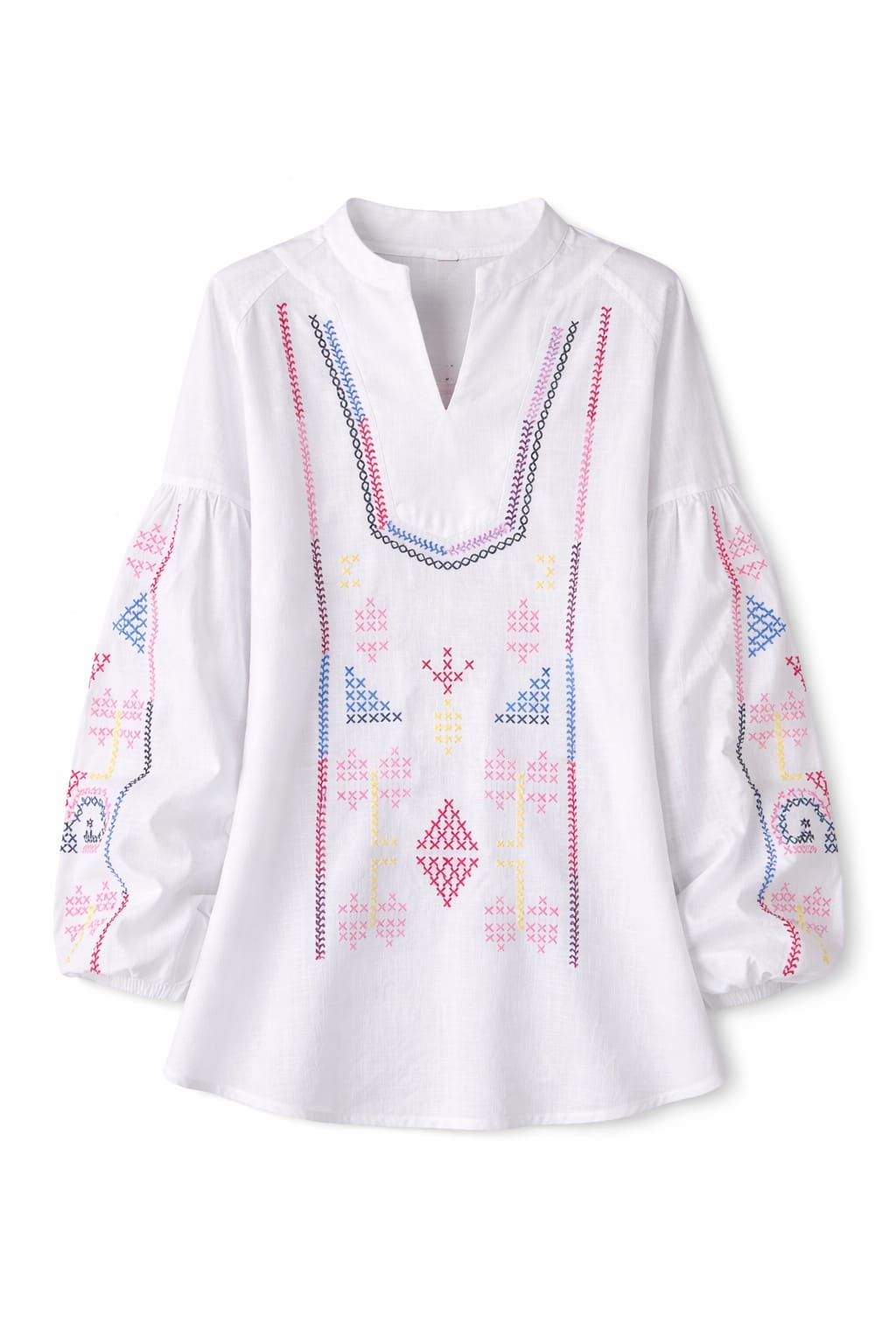 White Sired Embroidered Linen Shirt