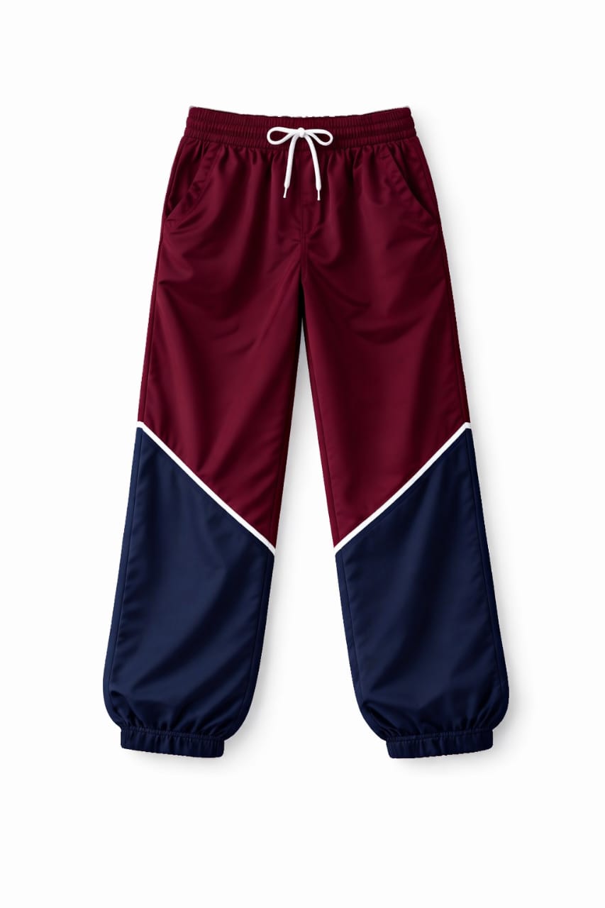 Burgundy & black Colorblock Waterproof Pants