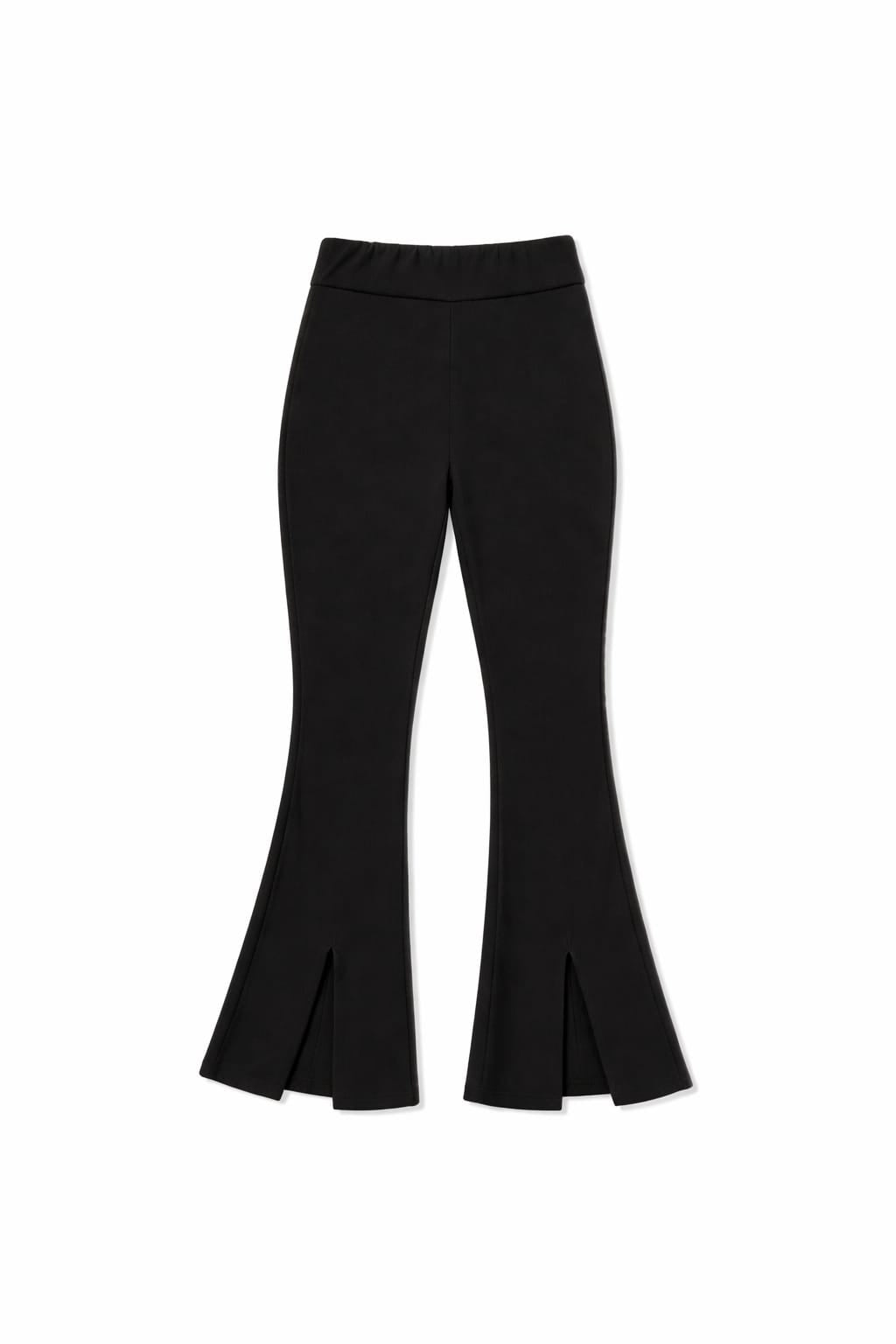 Black Split Hem Slim Pants