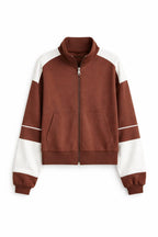 Brown Light Weight Retro Zip Up