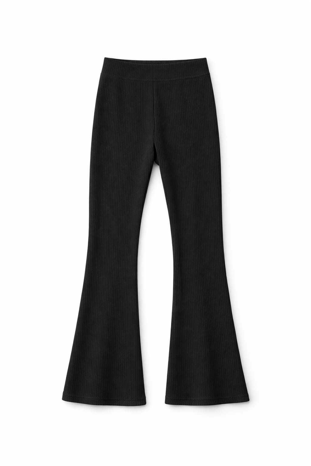 Black Ribbed Knit Flare
