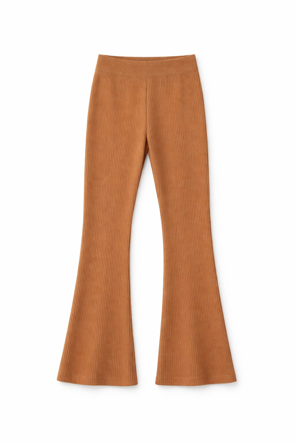 Camel Ribbed Knit Flare