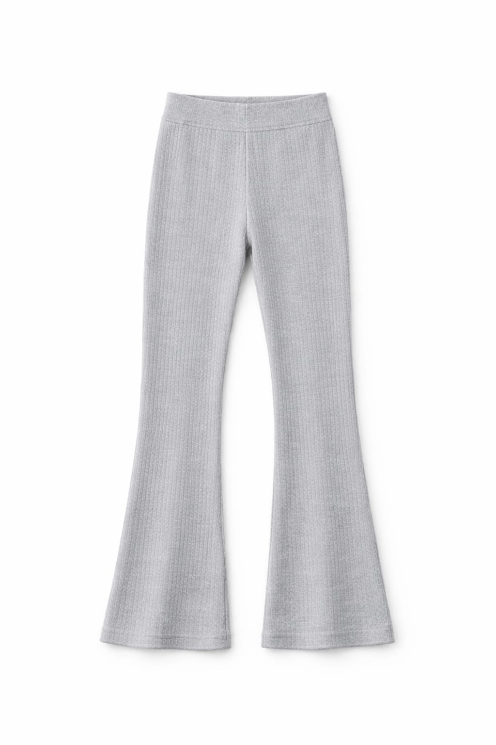Grey Ribbed Knit Flare