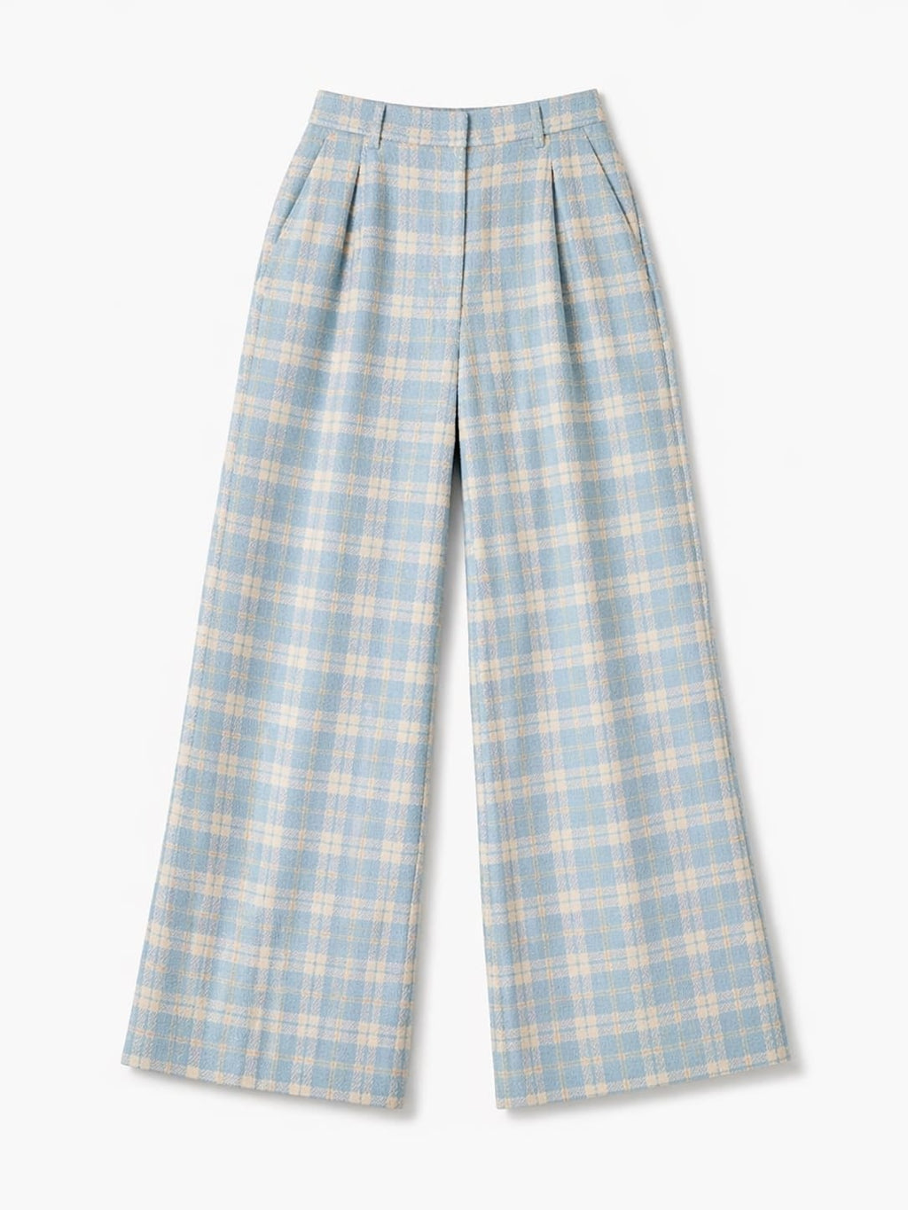 Blue Tweed Print Pants