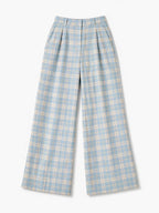 Blue Tweed Print Pants