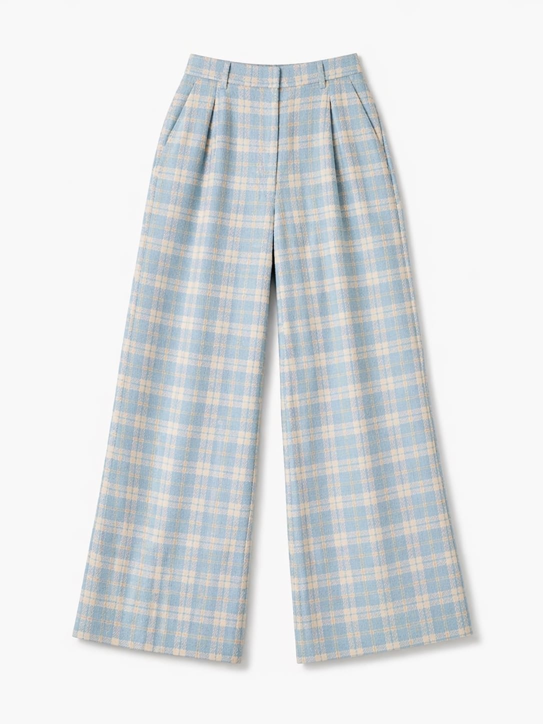 Blue Tweed Print Pants
