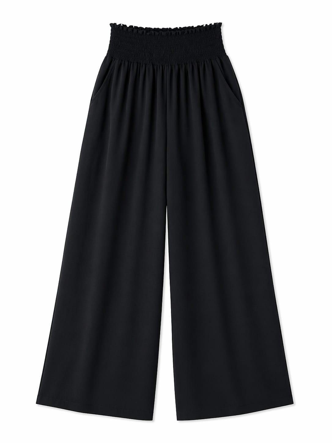 Black Elastic Boho Pants