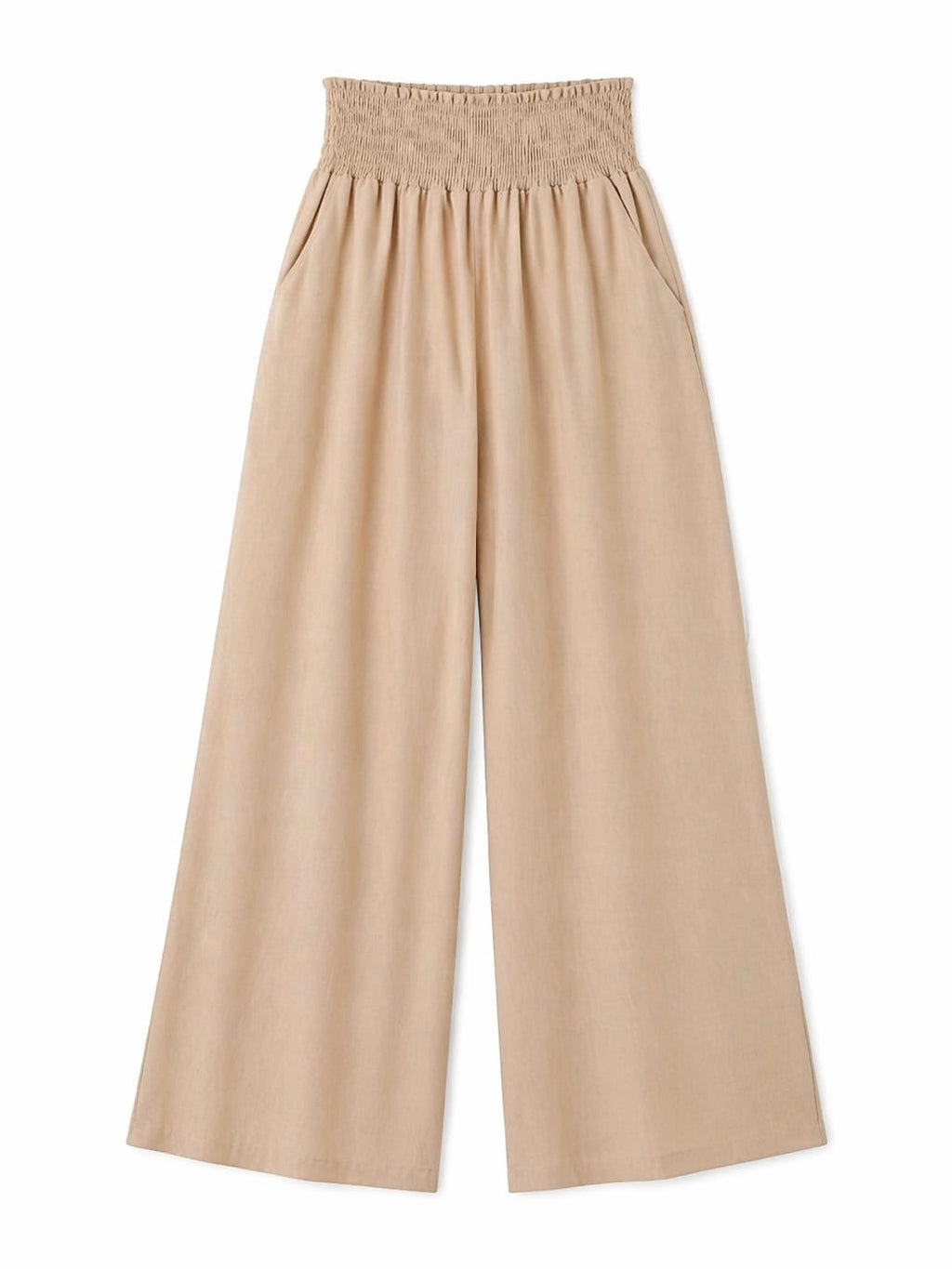 Beige Elastic Boho Pants